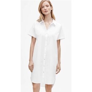 Eileen Fisher New Size Large White Organic Cotton Stretch Poplin‎ Shirtdress